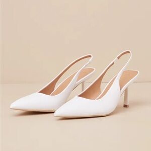 Lulus Cambrea White Pointed-toe Slingback Pumps - Size 8